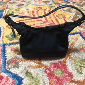 Coach Black Mini Bag with Crescent Shape and Leather Trim